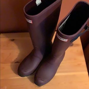 Tall Hunter rain boots.
